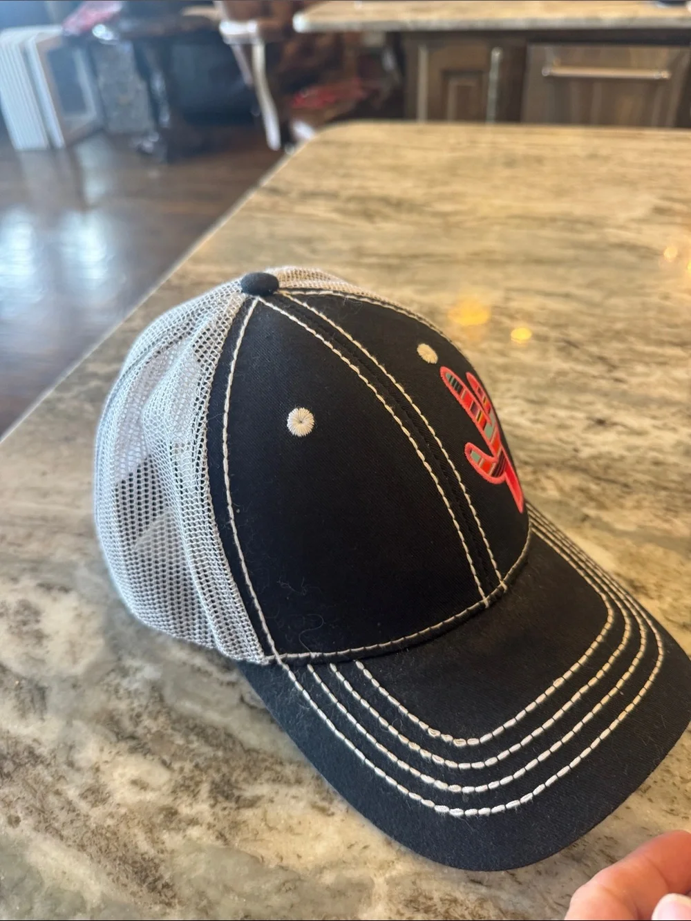 Ariat Kids Black Trucker Hat with Multicolor Cactus Patch